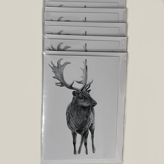 5 Christmas Cards (Fallow Deer Artwork)